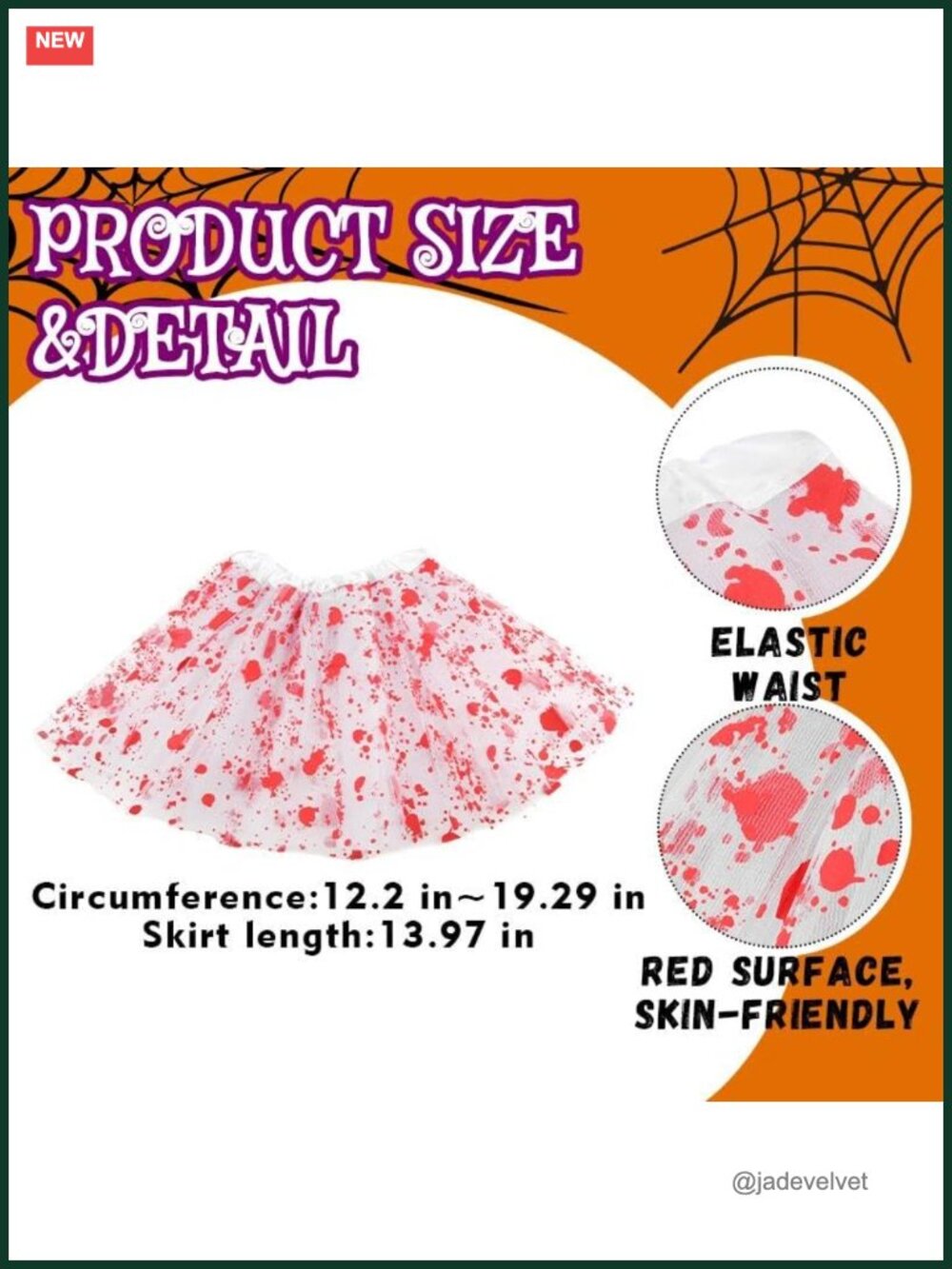 Blood Splatter Halloween Skirt Cosplay Costume Accessory - Picture 3 of 6